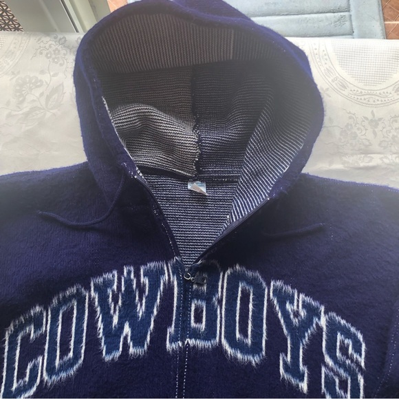 Dallas Cowboys Vintage Blue Zip-Up Wool Hooded Winter Warm Sweater Men’s Size XL - Picture 11 of 15